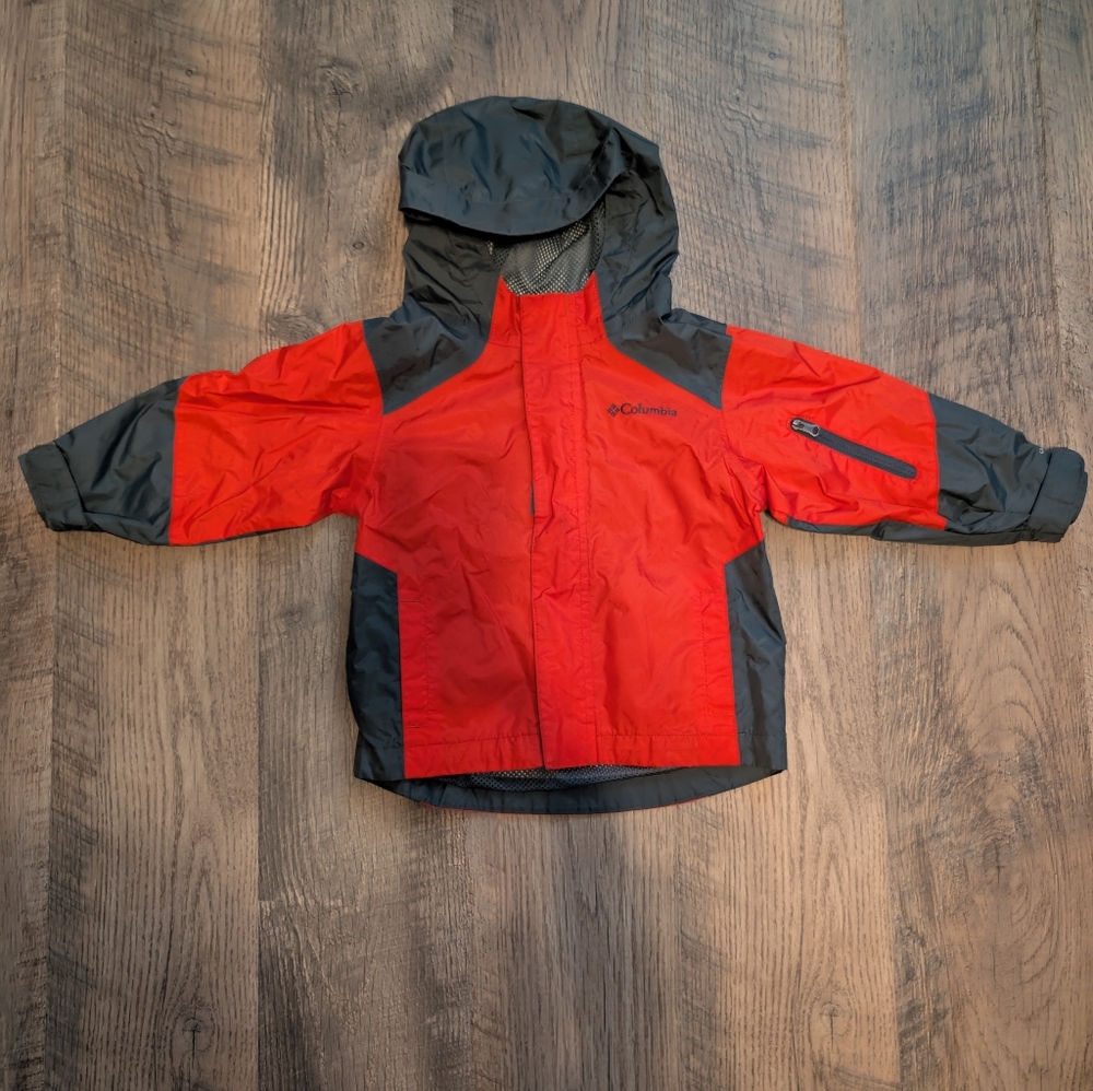 Columbia Toddler 2t Rain/Wind Jacket Girl Boy Raincoat Omni shield Orange Gray